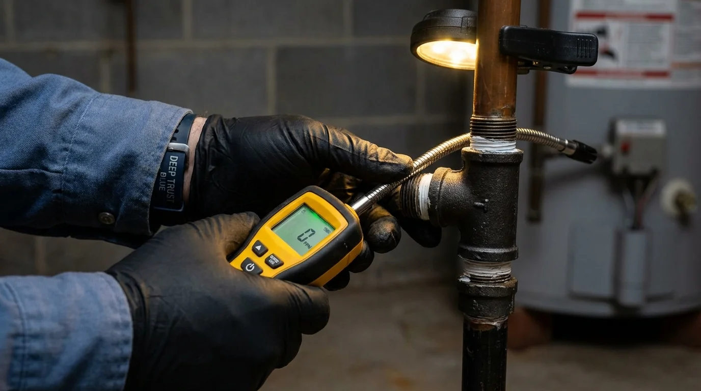 Gas leak detection with electronic sniffer by Johns Plumbing LLC in Laurel