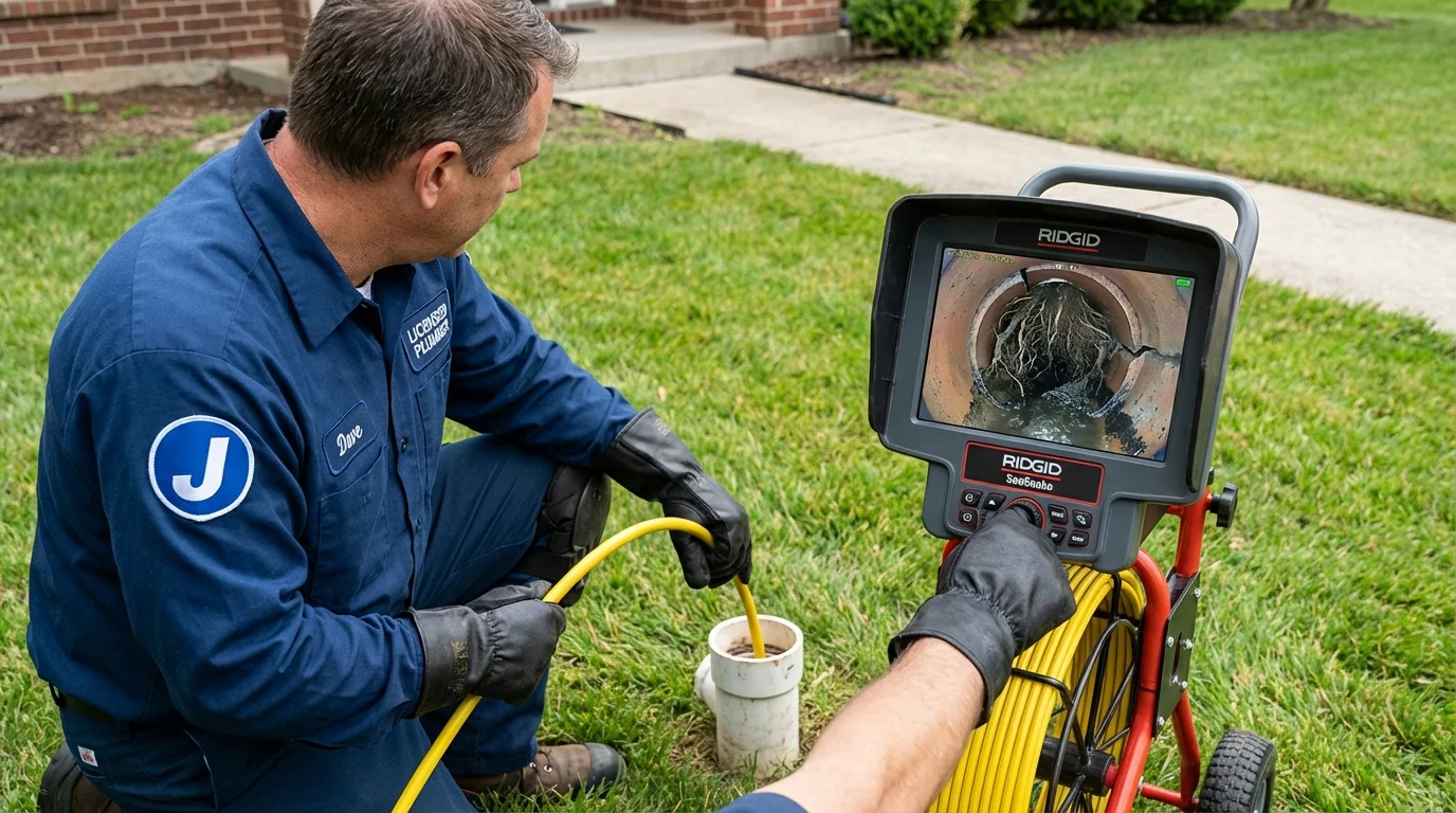 Sewer camera inspection being performed by Johns Plumbing LLC in Laurel